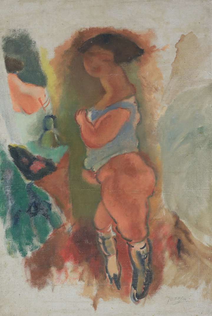 Femme en Chemise Bleue